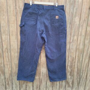 Carhartt Navy Original Dungaree Fit Cargo Carpenter Pants Mens Size 40 X 30